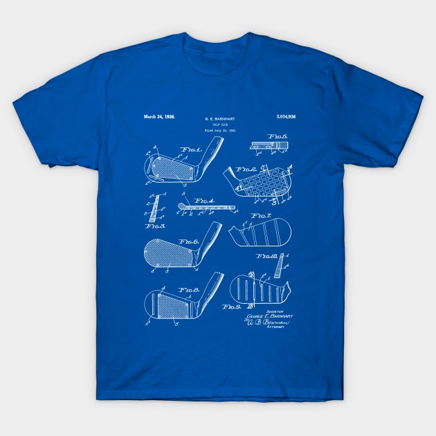 Golf Clubs Patent - Golfing Art - Blueprint T-Shirt by patentpress